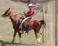 Marc and Jackie passing through cowboy curtain
